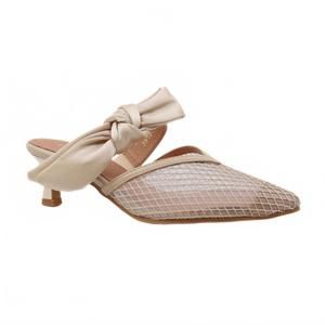 NEW ALL BLACK women's side bow mule in beige